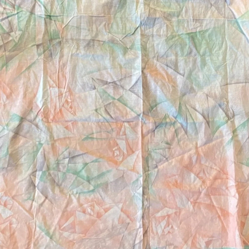 CACHAREL for Anais Anais Cotton Scarf Italy 44” x 60” Green Pink Gray